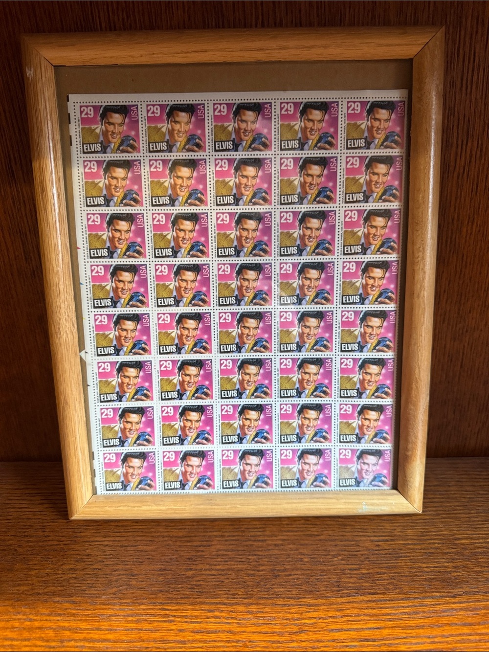 ELVIS PRESLEY 1992 FRAMED Full Mint Sheet of 40 29 cent U.S. Postage Stamps